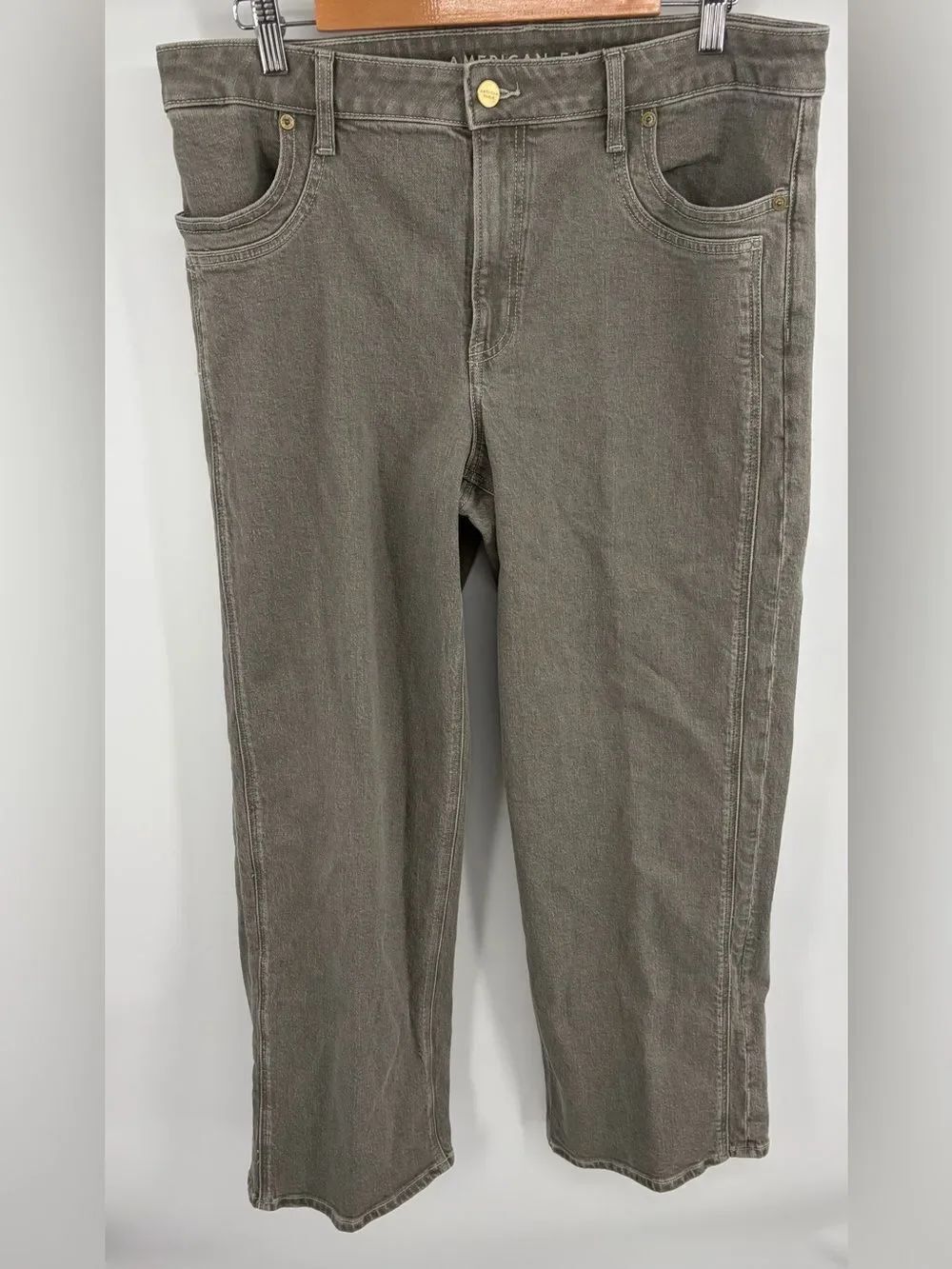 American Eagle high waisted stretch terrace gray wash stovepipe jean women’s 14L